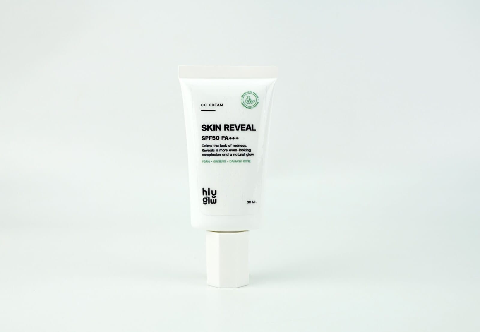 HLY GLW SKIN REVEAL SPF50 PA+++ CC cream tube on a bright set